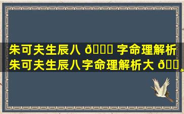 朱可夫生辰八 🐕 字命理解析（朱可夫生辰八字命理解析大 🕸 全）